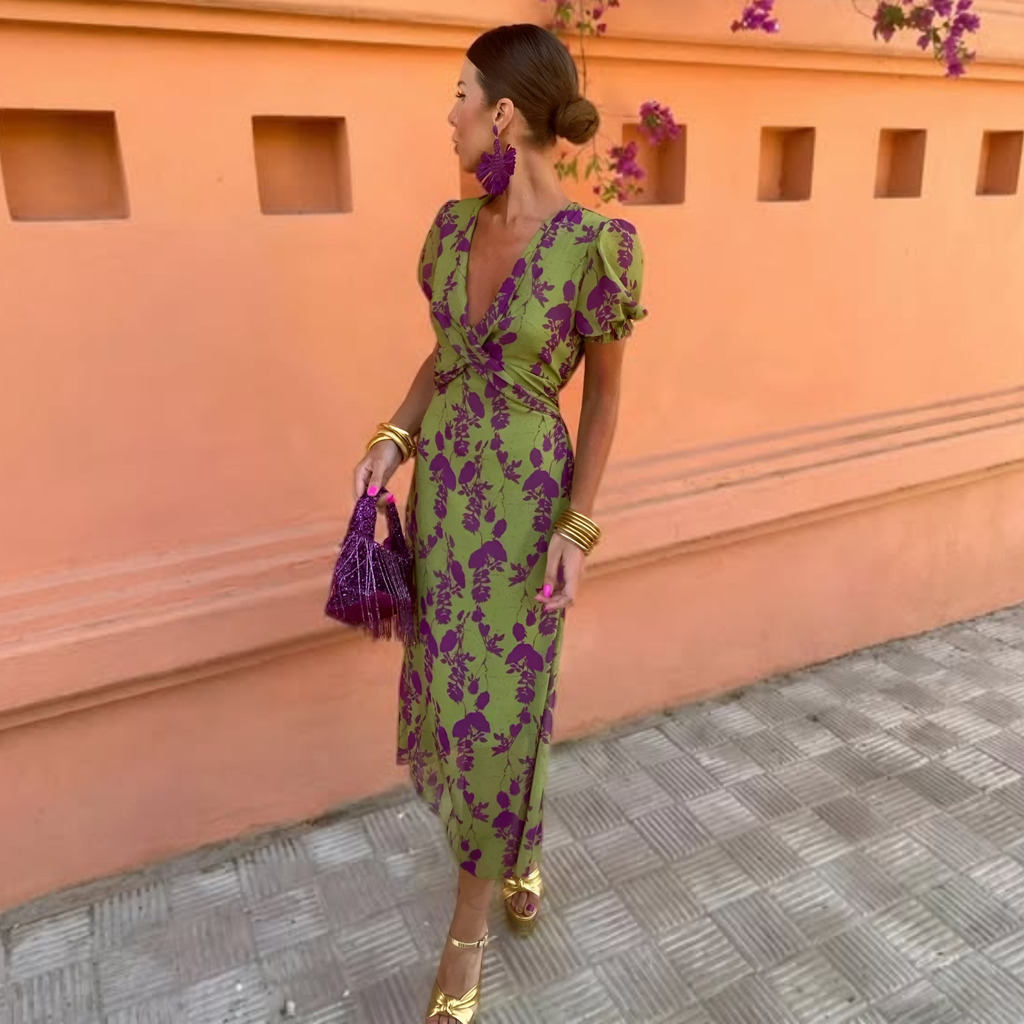 Abito floreale elegante con stampa di fiori