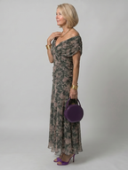 Abito midi floreale con spalle scoperte