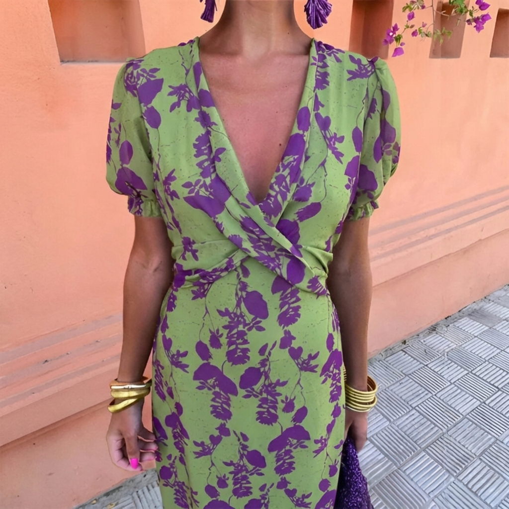 Abito floreale elegante con stampa di fiori