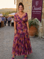 Abito midi floreale con spalle scoperte
