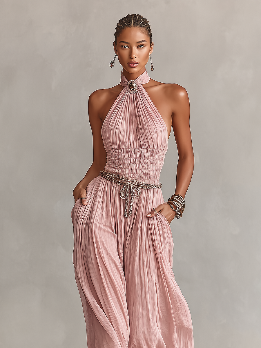 Tuta Plisata Elegante Atemporale con Collo Halter