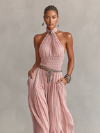 Tuta Plisata Elegante Atemporale con Collo Halter