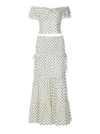 Set Top Off Shoulder con Pois e Gonna Maxi