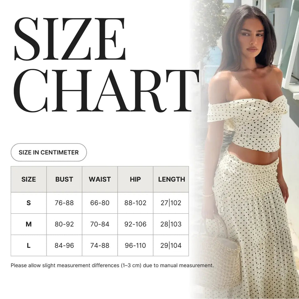Set Top Off Shoulder con Pois e Gonna Maxi