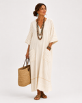 Caftano Farah Beige a Righe