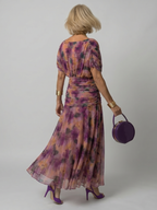 Abito midi floreale con spalle scoperte