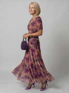 Abito midi floreale con spalle scoperte