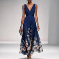 Abito elegante a fiori con scollo a V
