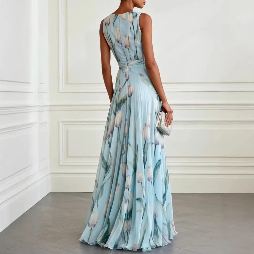 Abito elegante con stampa di tulipani