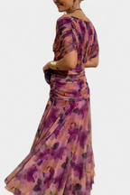 Vestito Lungo Floreale con Scollatura a V