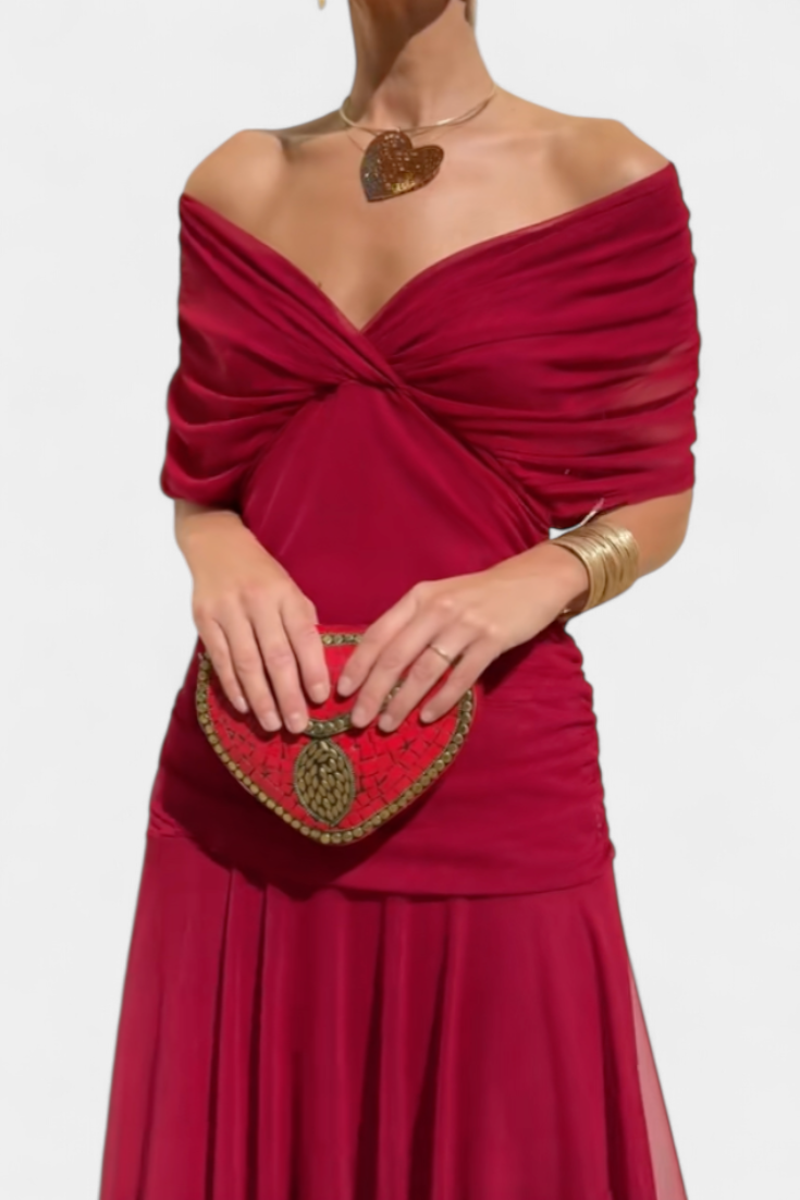 Vestito Lungo Floreale con Scollatura a V