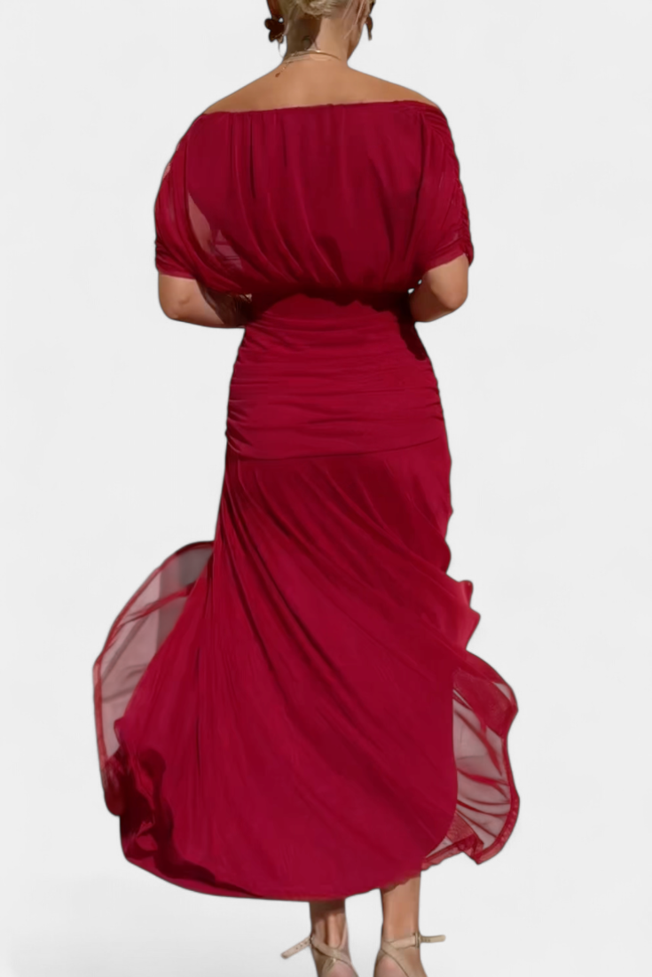 Vestito Lungo Floreale con Scollatura a V