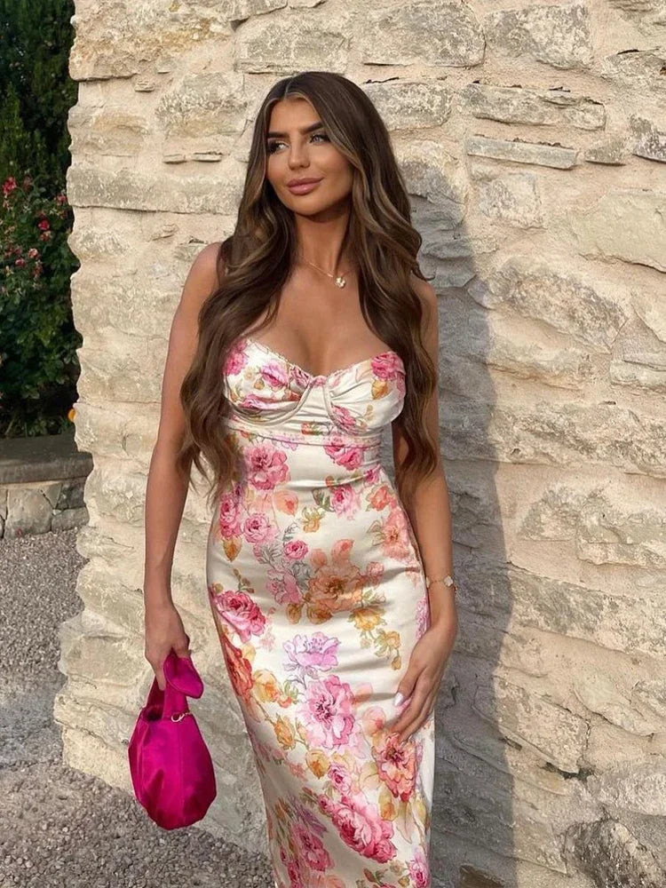 Abito Maxi in Seta Floreale