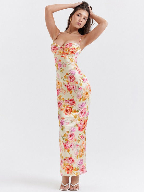 Abito Maxi in Seta Floreale
