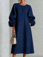 Flora - Vestito Midi con Polsini Floreali