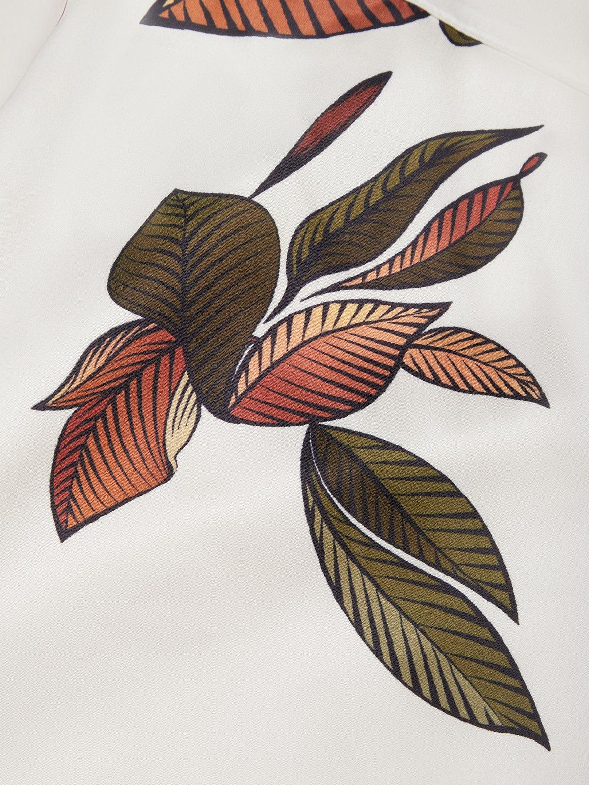 Abito Wrap Elegante con Stampa di Foglie