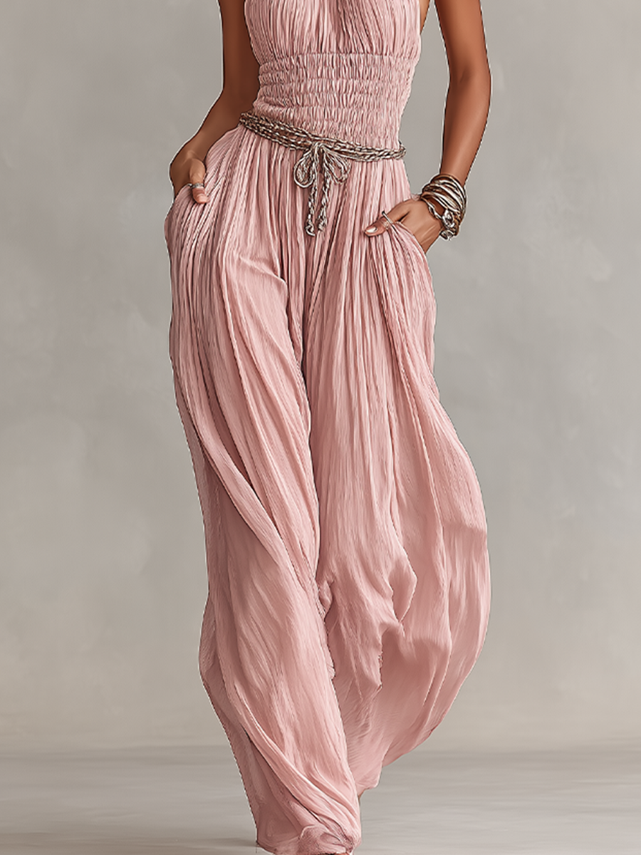 Tuta Plisata Elegante Atemporale con Collo Halter