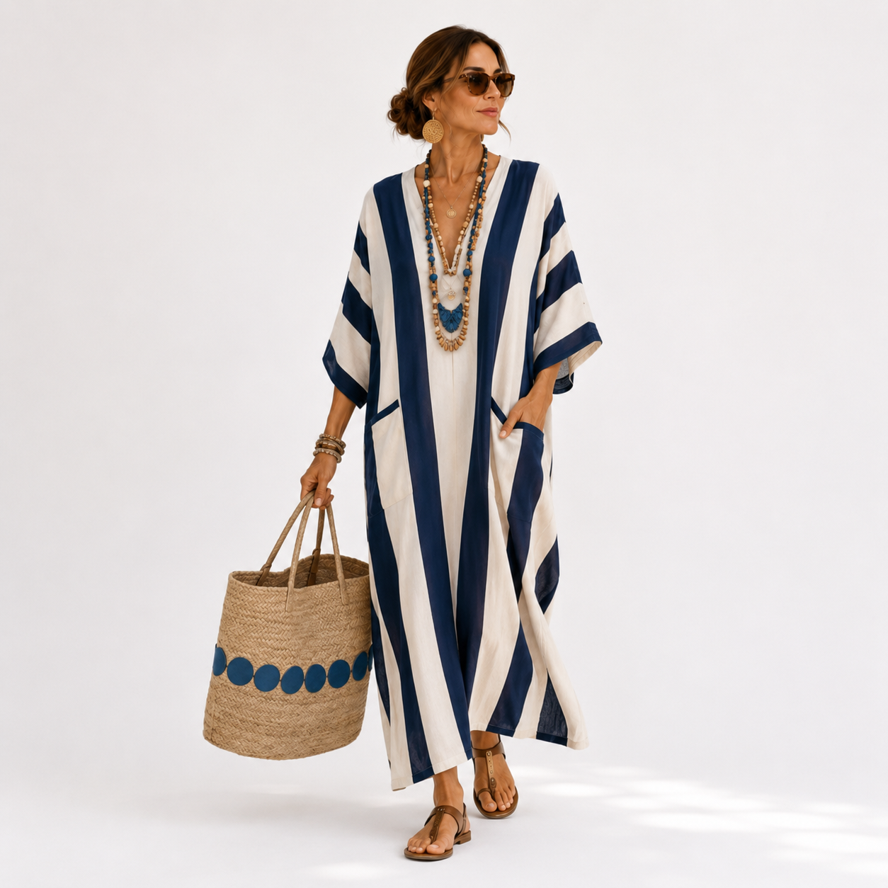 Caftano Yasmina Blu Marino