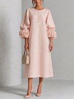 Flora - Vestito Midi con Polsini Floreali
