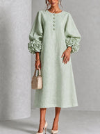 Flora - Vestito Midi con Polsini Floreali