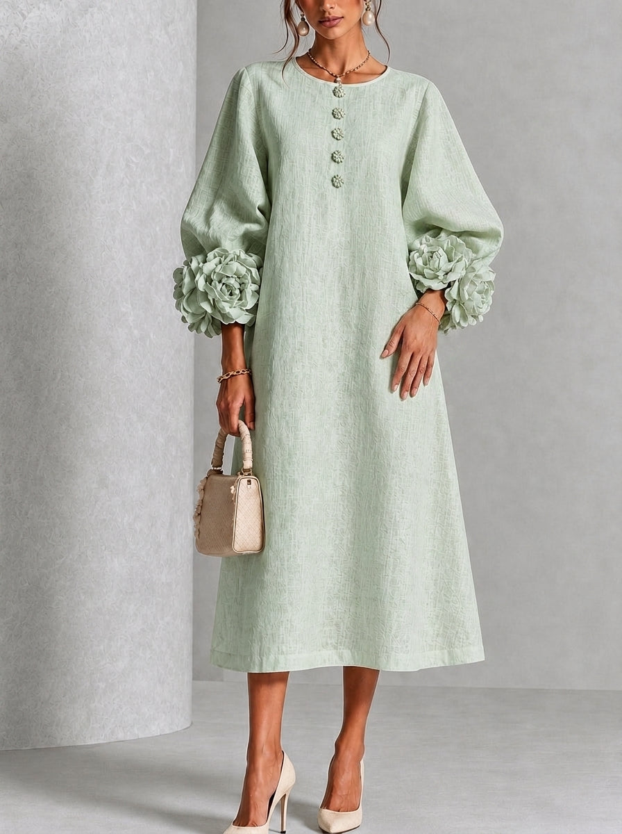 Flora - Vestito Midi con Polsini Floreali