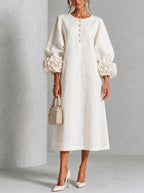 Flora - Vestito Midi con Polsini Floreali