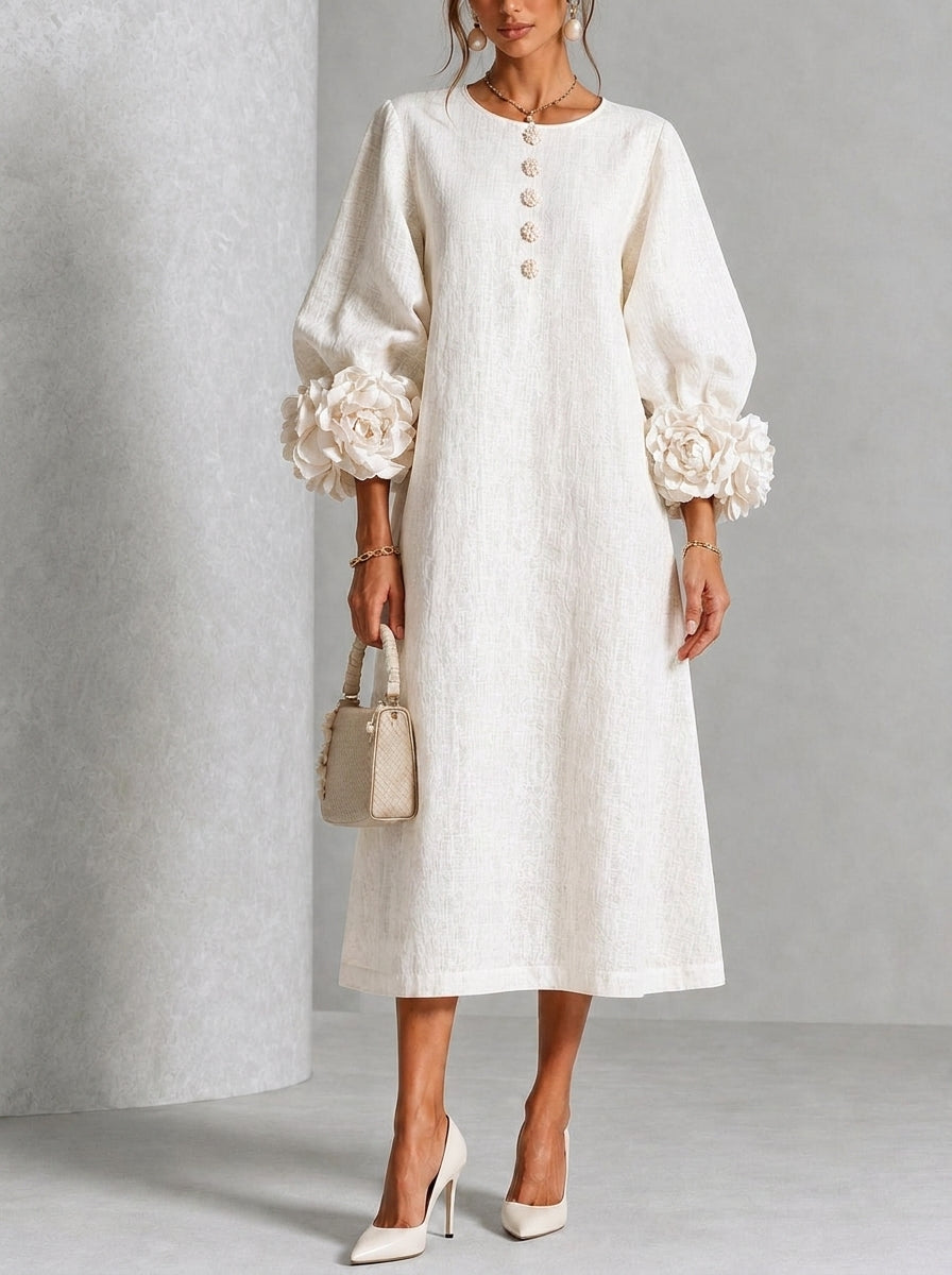 Flora - Vestito Midi con Polsini Floreali