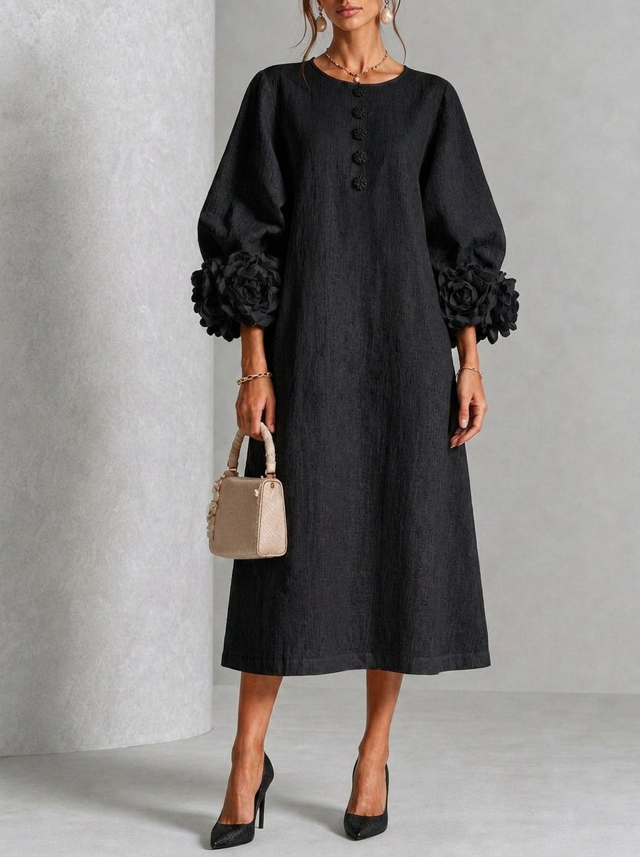 Flora - Vestito Midi con Polsini Floreali