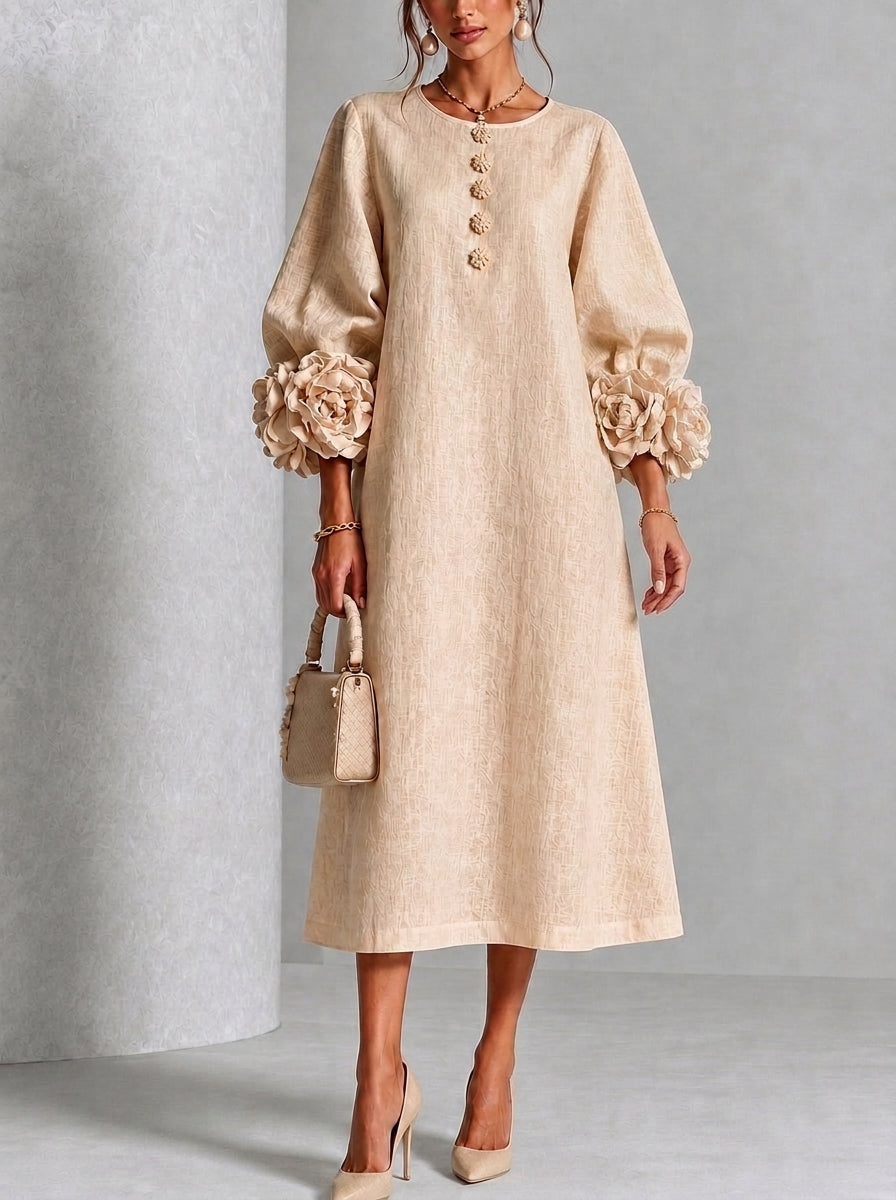 Flora - Vestito Midi con Polsini Floreali