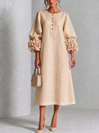 Flora - Vestito Midi con Polsini Floreali