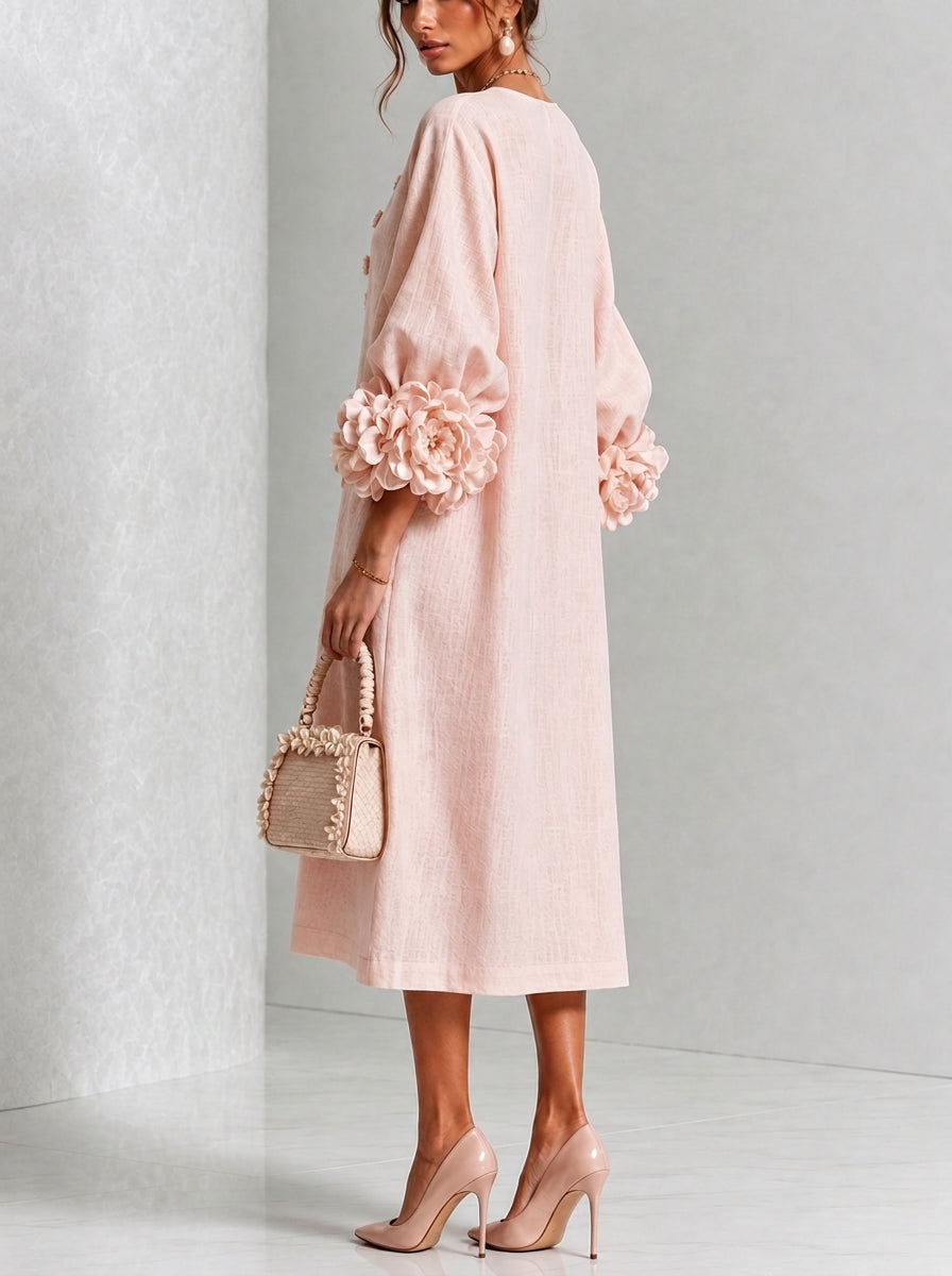 Flora - Vestito Midi con Polsini Floreali