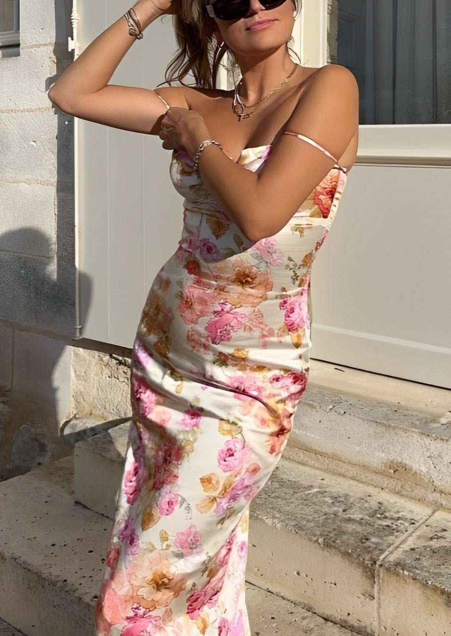 Abito Maxi in Seta Floreale